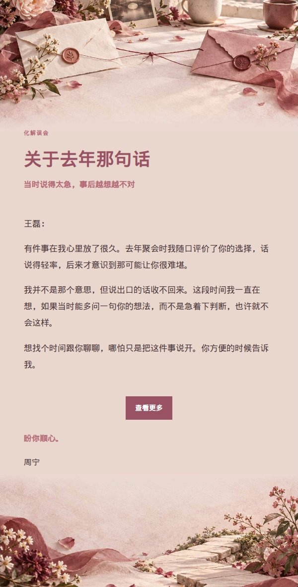 玫瑰收据风朋友道歉信 2