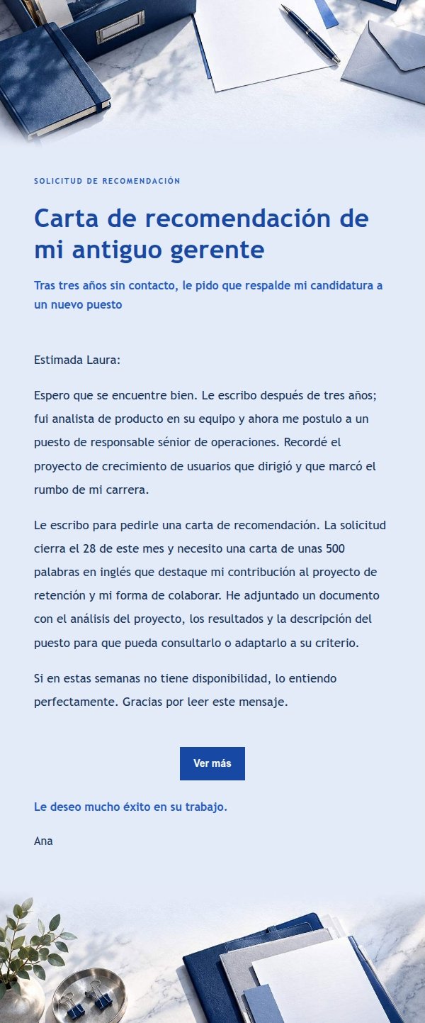 Solicitud de Carta de Recomendación Estilo Editorial Azul Cobalto