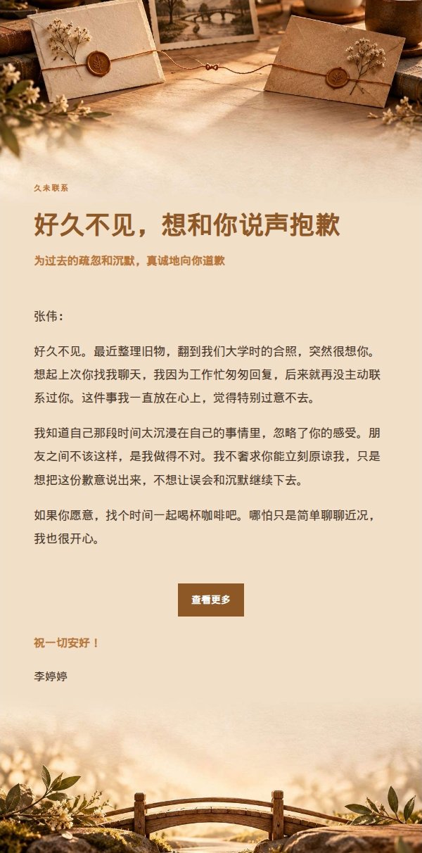 琥珀工作台朋友道歉信