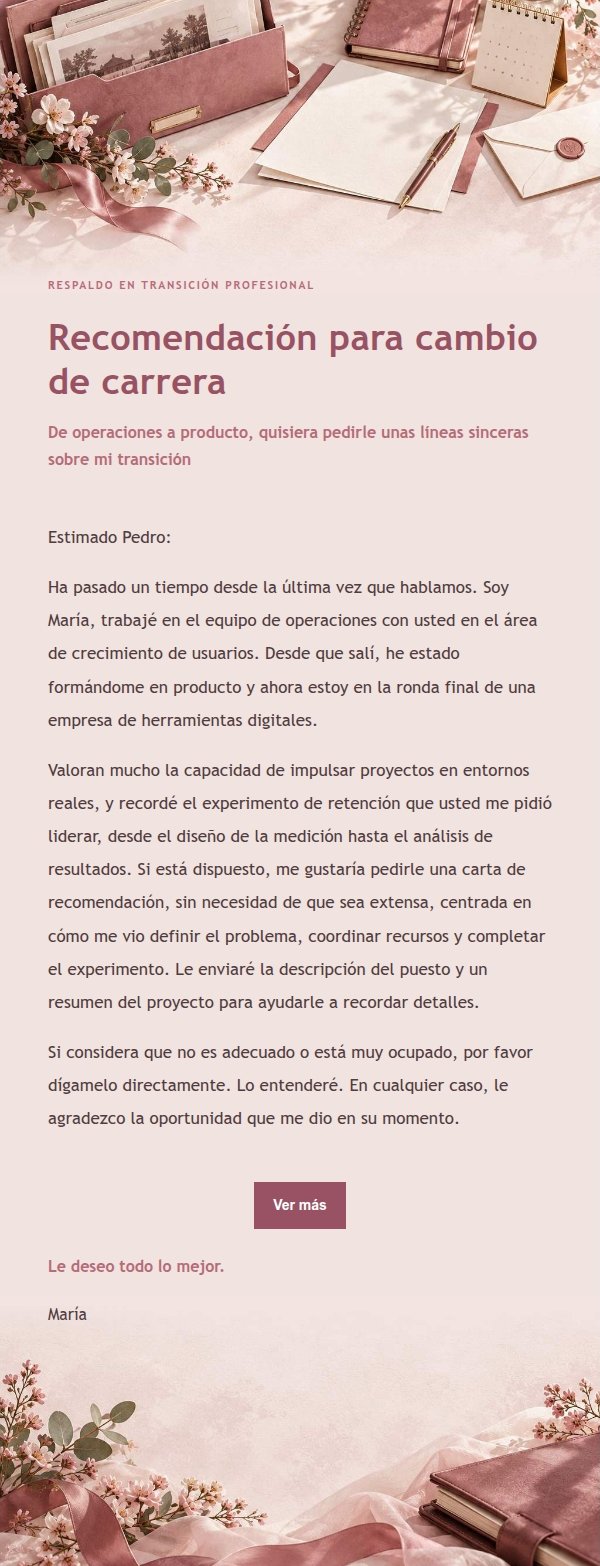 Carta de Recomendación Estilo Recibo Floral 2