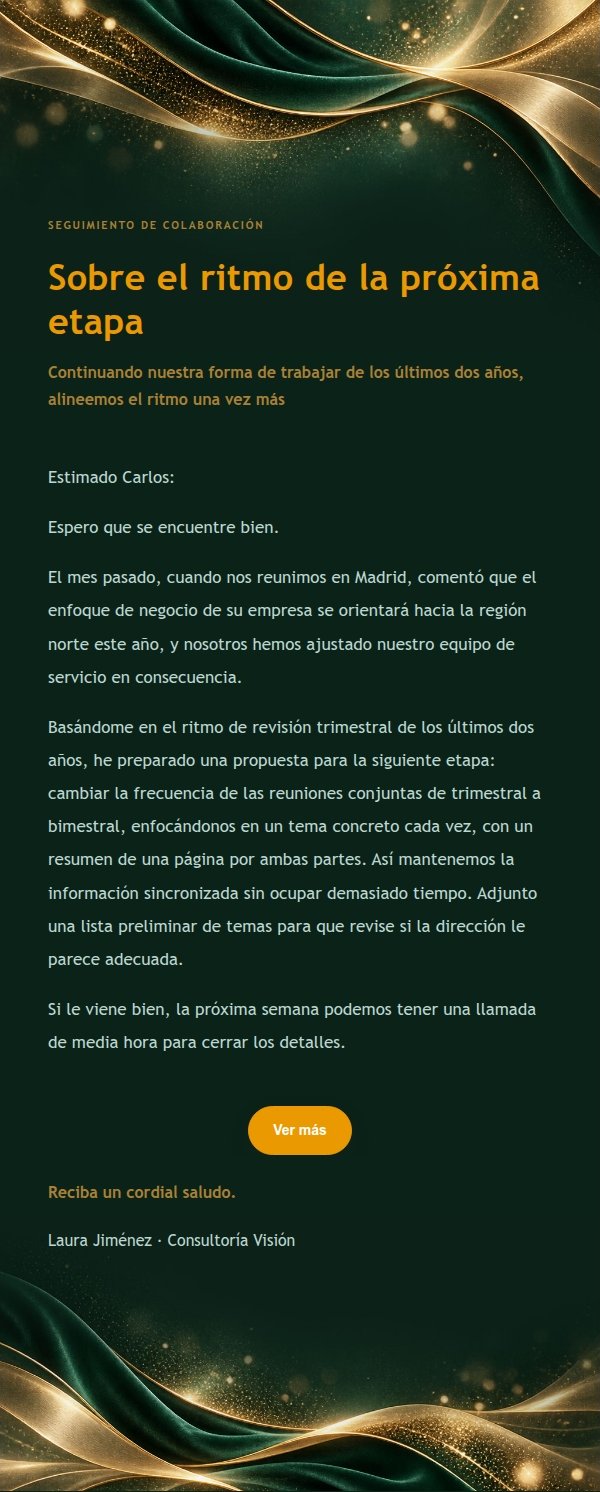 Carta de Terciopelo Esmeralda para Socios