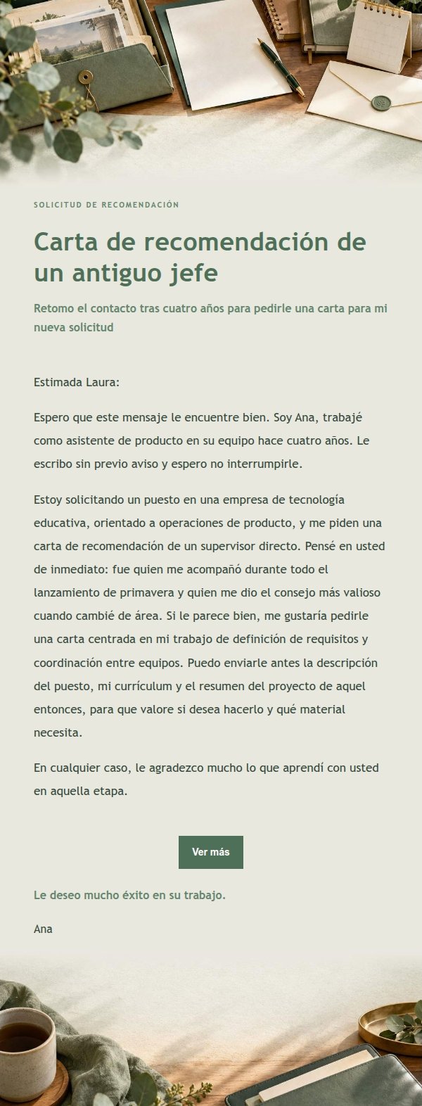 Solicitud de Carta de Recomendación a Antiguo Jefe