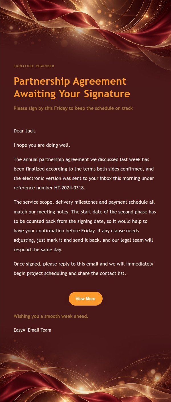 Burgundy & Gold Ribbon Formal Request Email