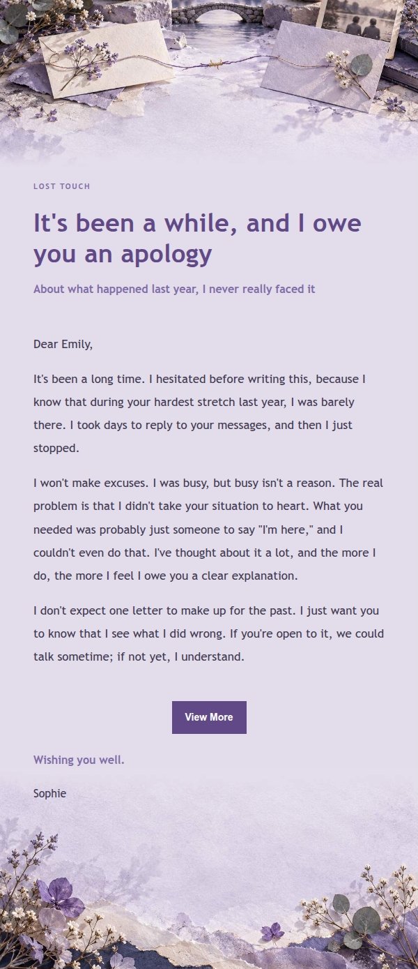 Lilac Apology Letter to a Friend
