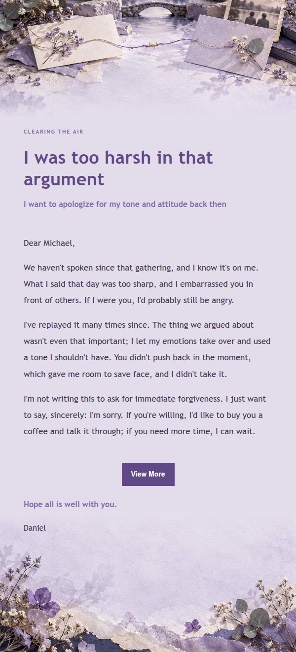 Lilac Apology Letter to a Friend 2