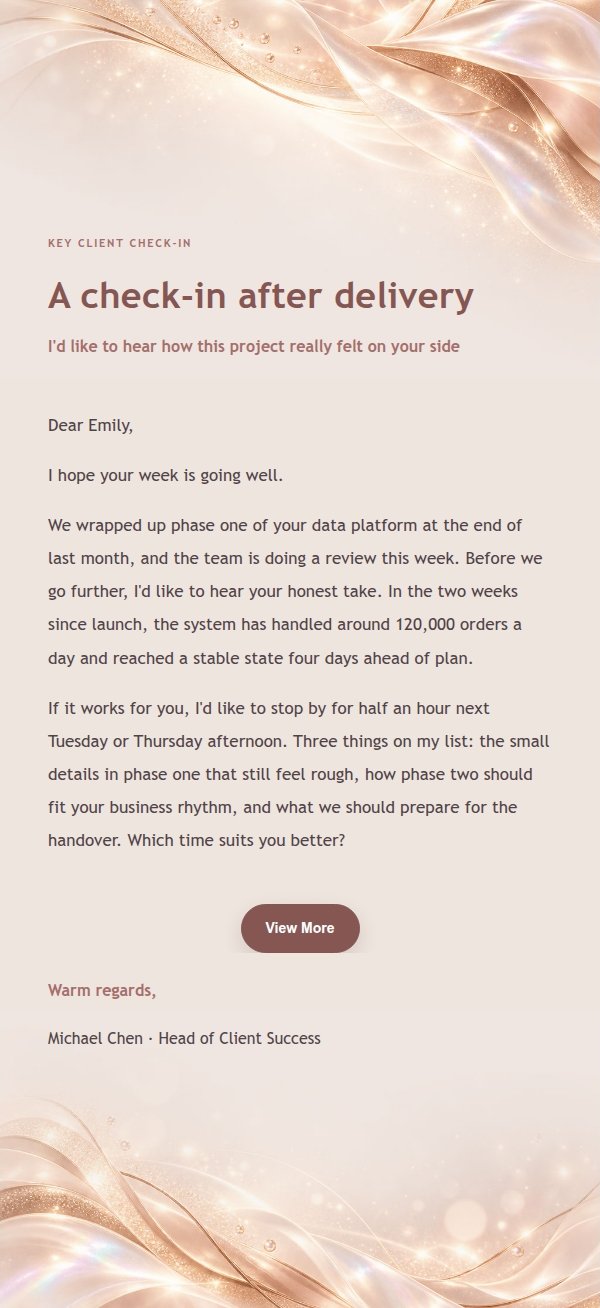 Pearl Rose Gold Client Thank-You Email