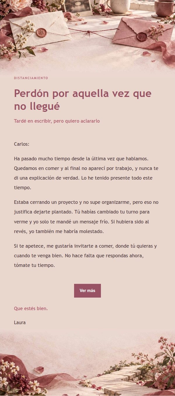Carta de Disculpa a un Amigo Estilo Recibo Floral