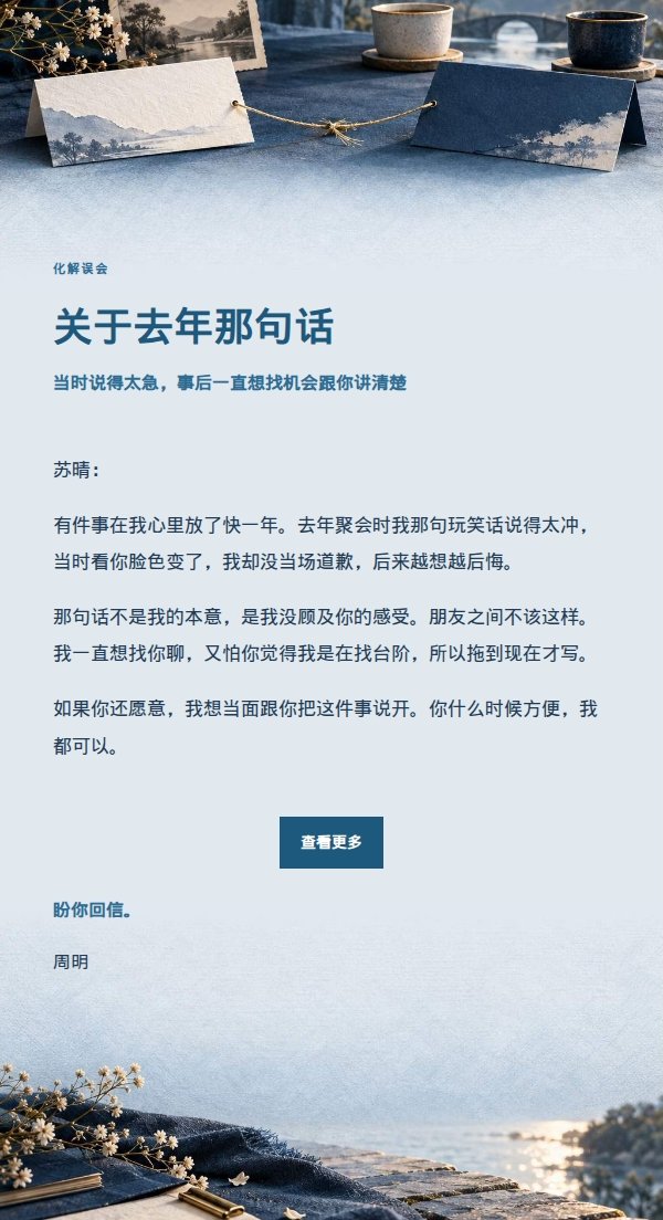 深蓝账本风朋友道歉重新联系邮件 2