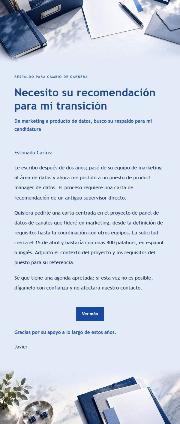 Solicitud de Carta de Recomendación Estilo Editorial Azul Cobalto 2