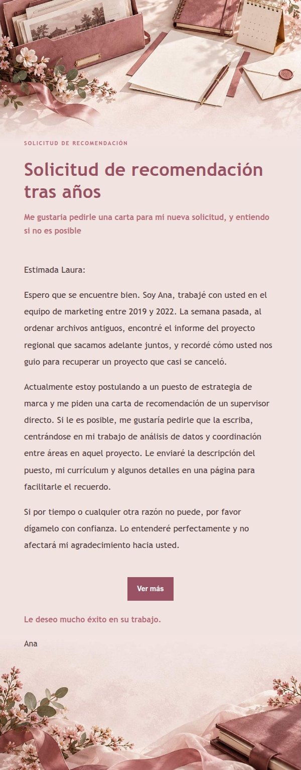 Carta de Recomendación Estilo Recibo Floral