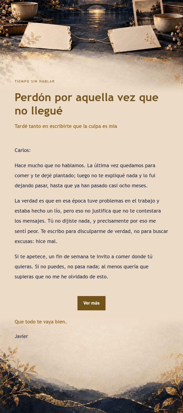 Carta de Disculpa Amigo Noche Dorada