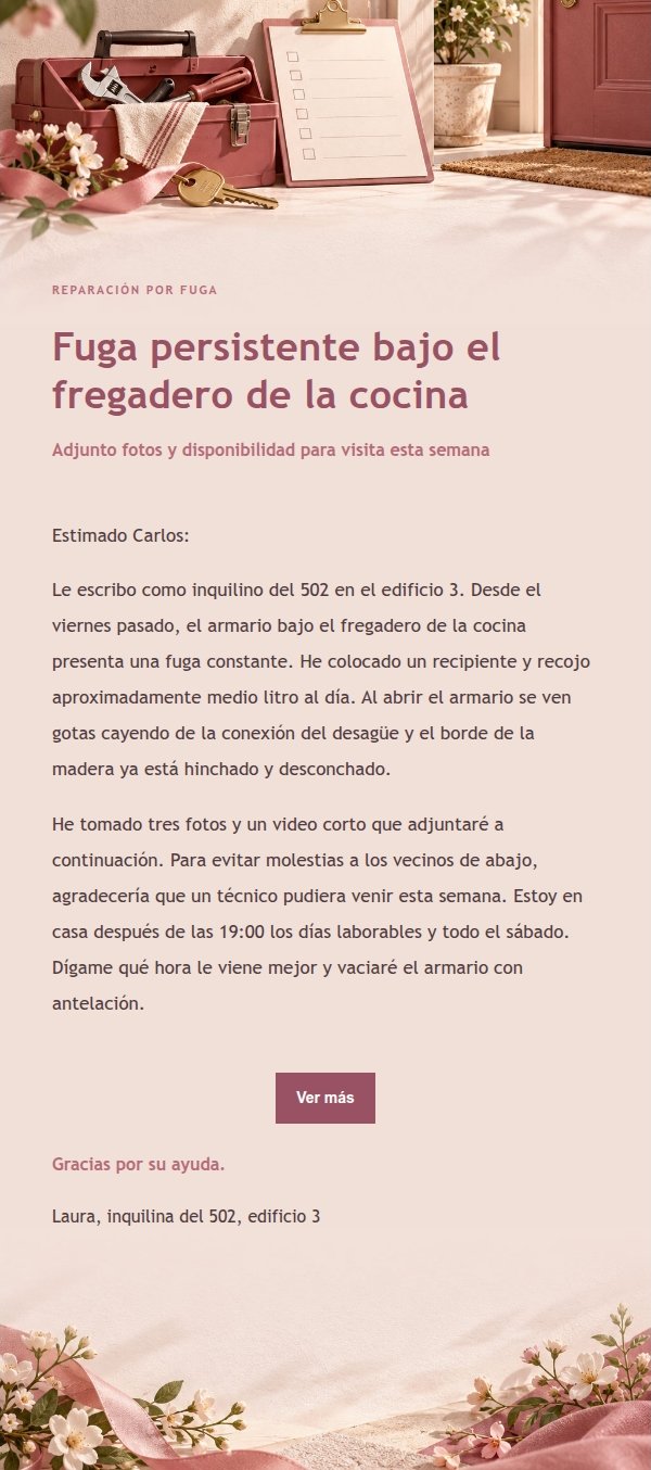 Correo de Reparación Estilo Recibo Floral