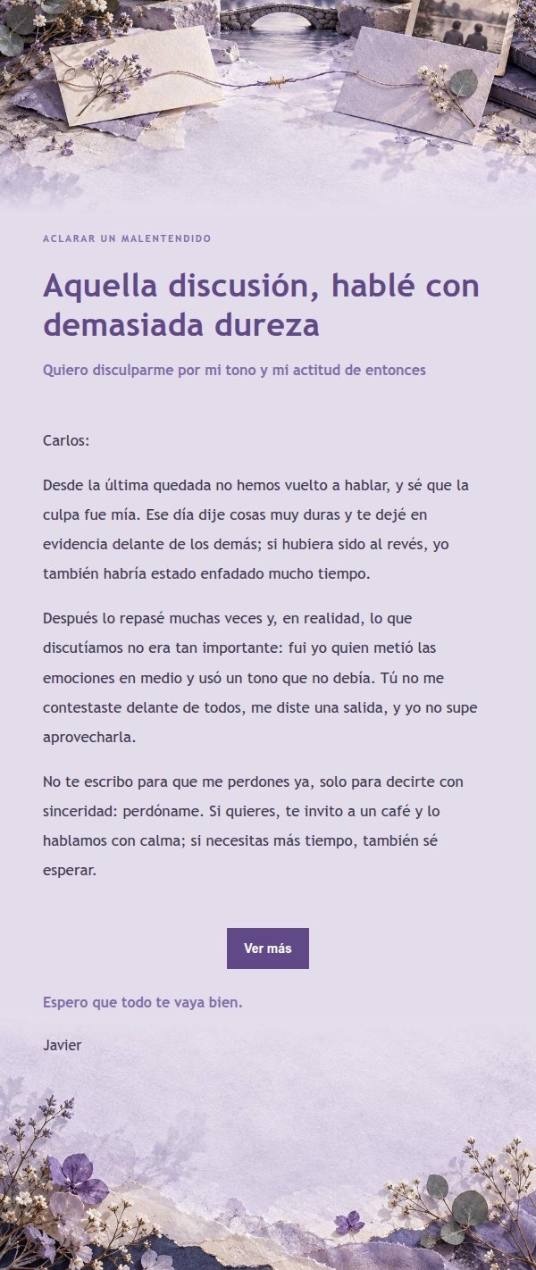 Carta de Disculpa a un Amigo Estilo Papelería Lila 2