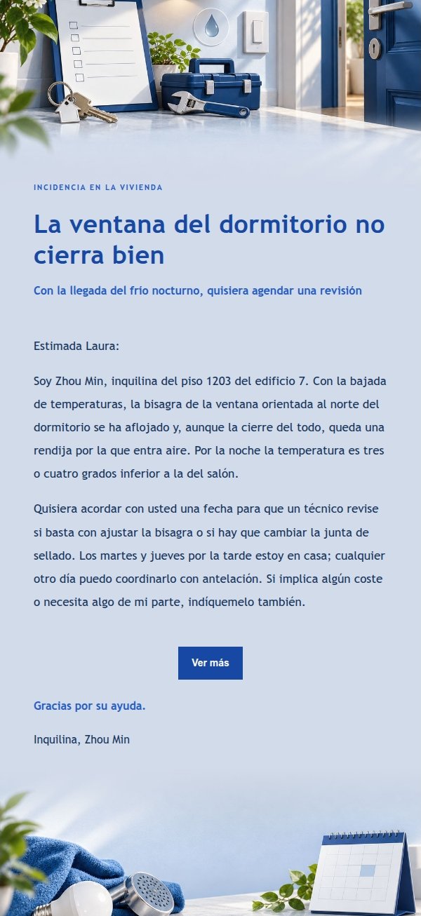 Solicitud de Reparación para Inquilinos Estilo Editorial Azul Cobalto 2