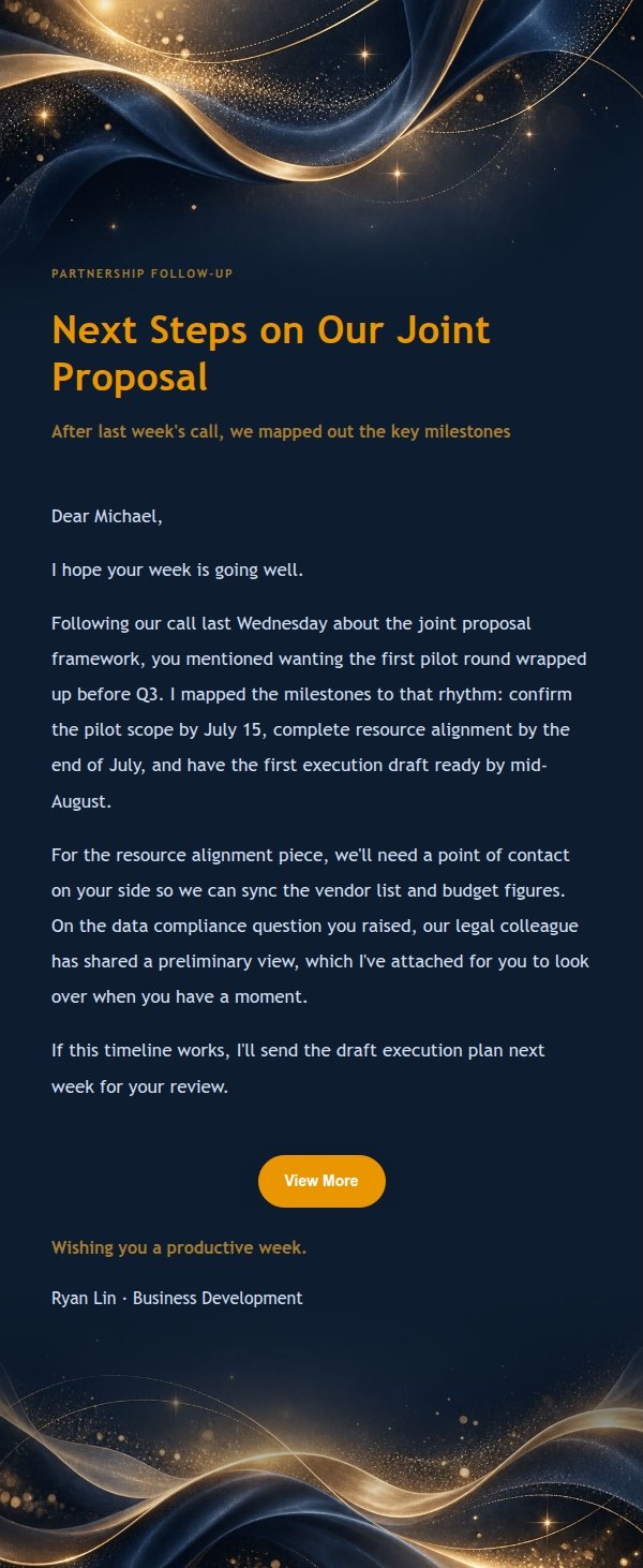 Navy & Gold Orbit Follow-Up Email