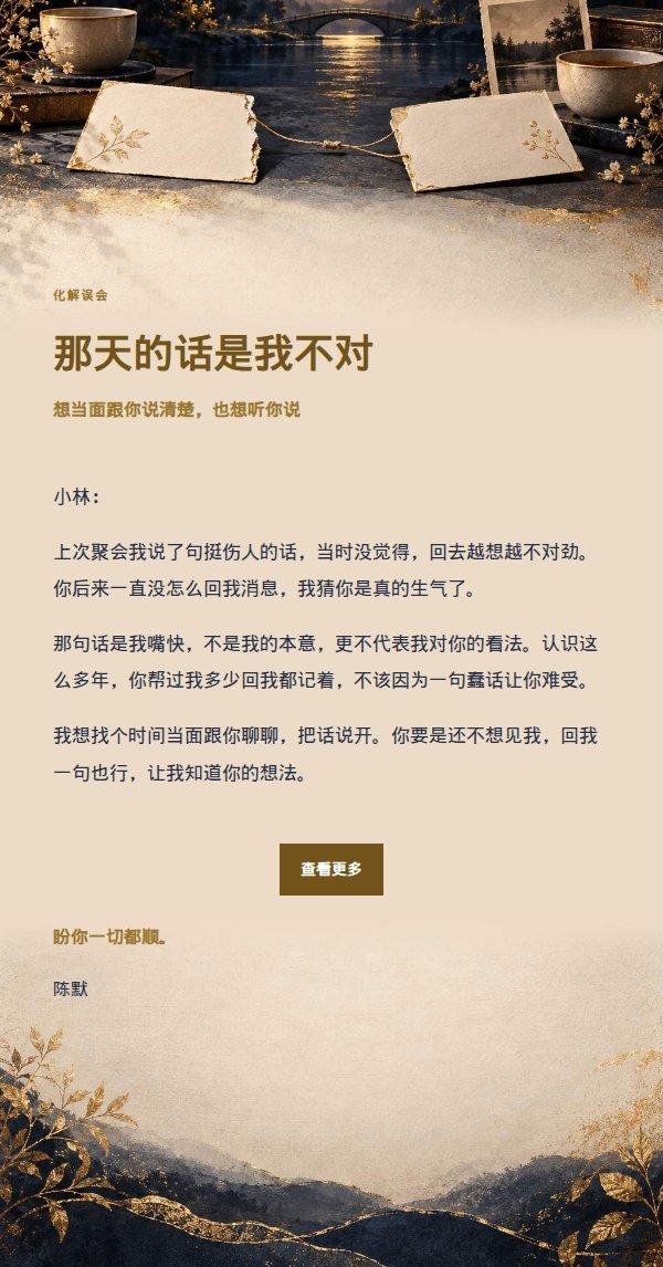 深夜鎏金信笺致歉信 2