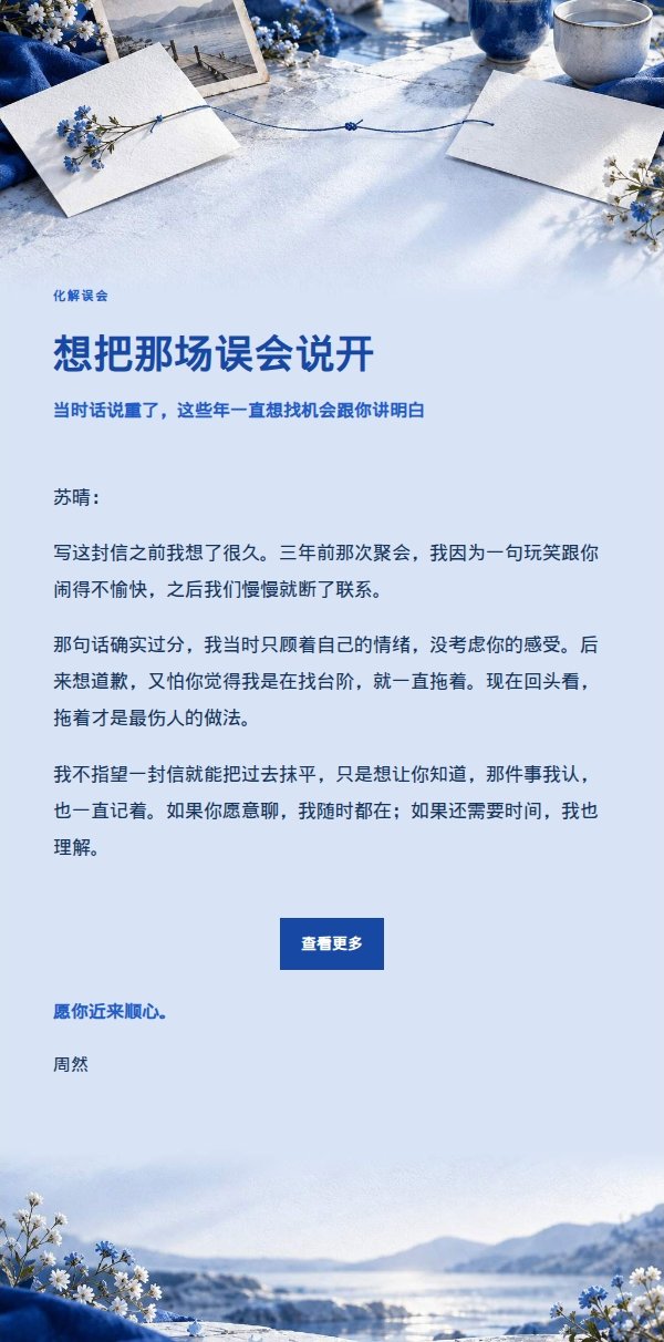 钴蓝编辑风朋友道歉重新联系邮件 2