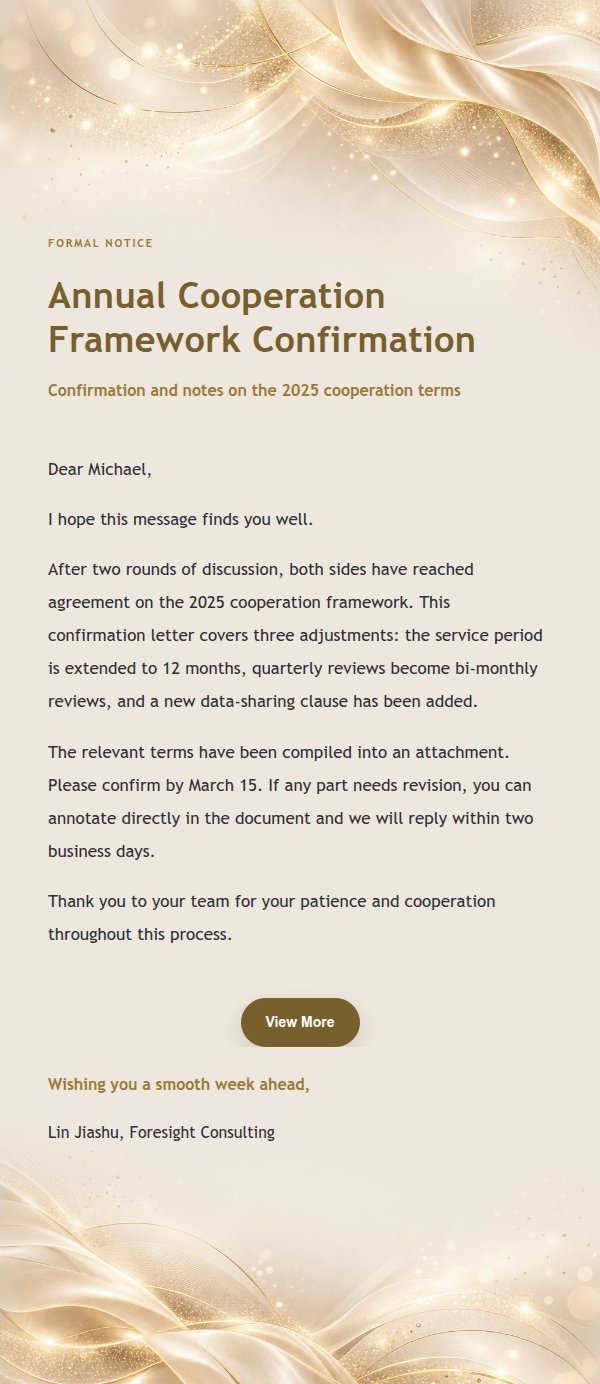 White Gold Champagne Ribbon Executive Proposal Email 2