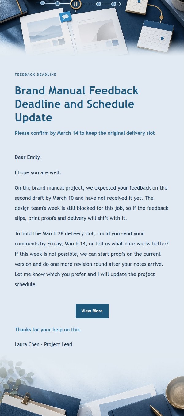 Navy Ledger Feedback Deadline Email