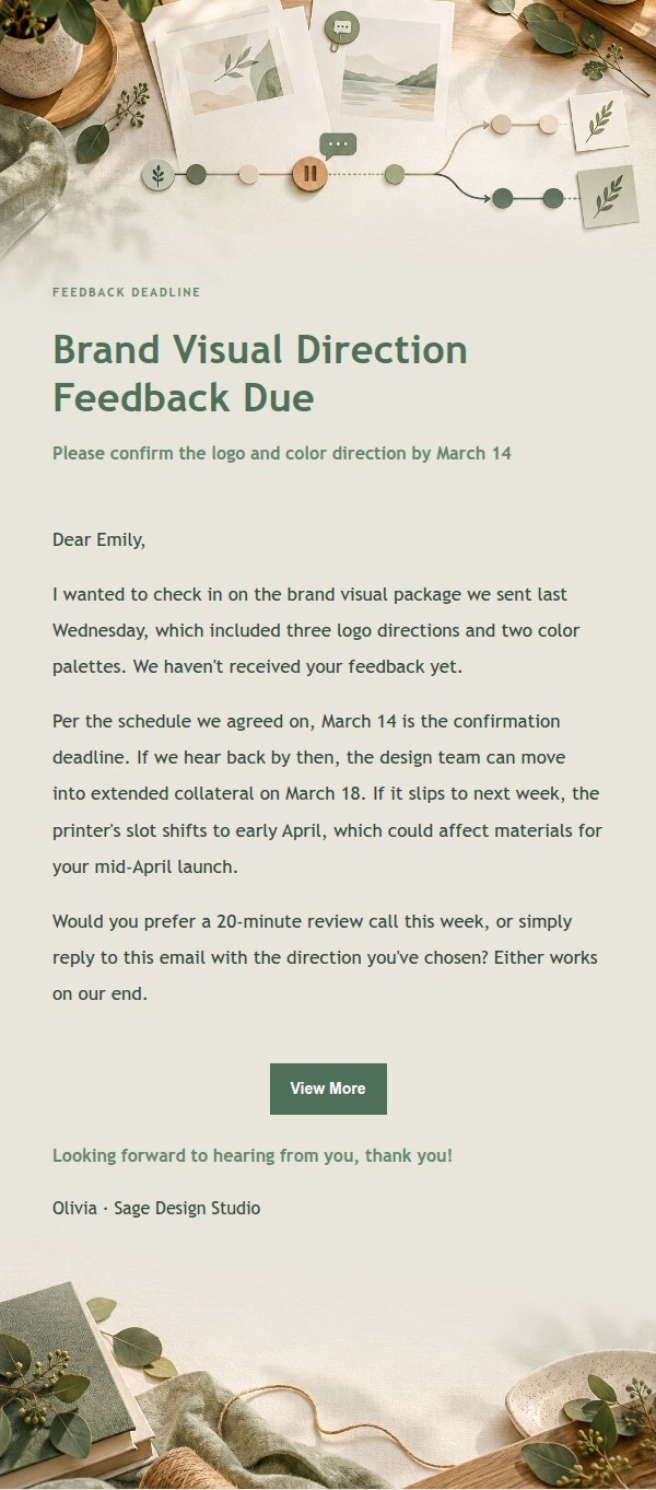 Sage Studio Feedback Deadline Email