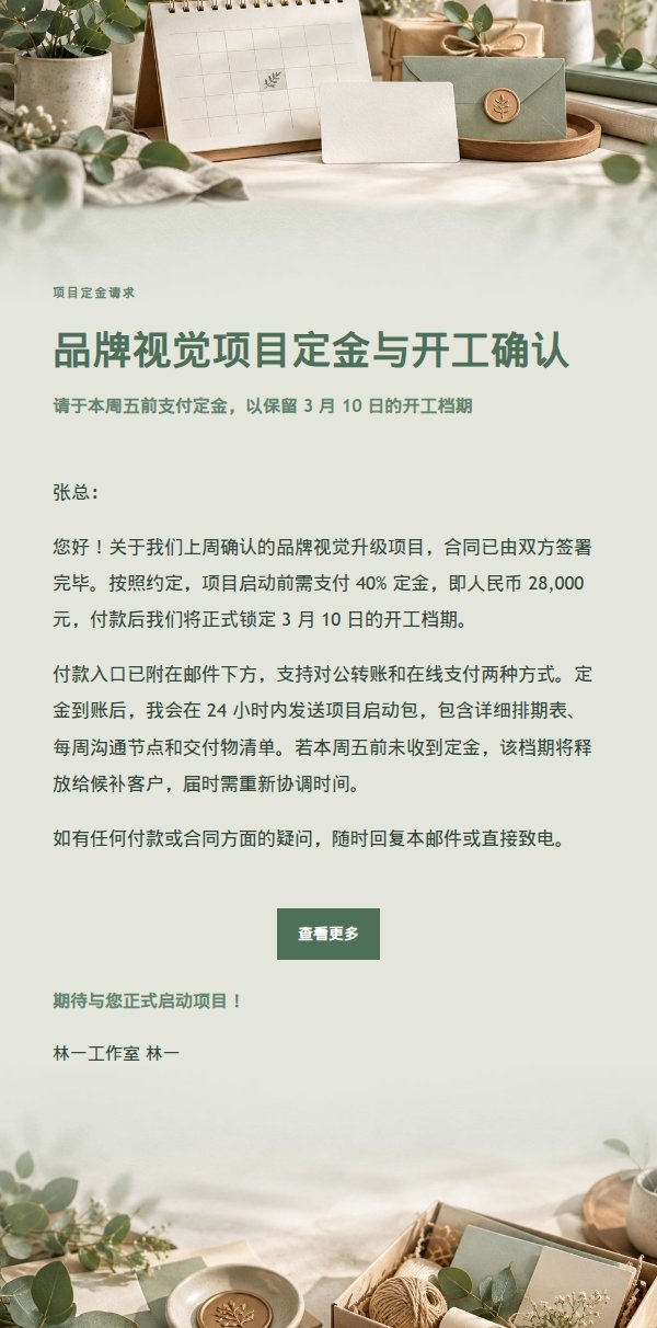鼠尾草工作室项目定金请求与开工确认