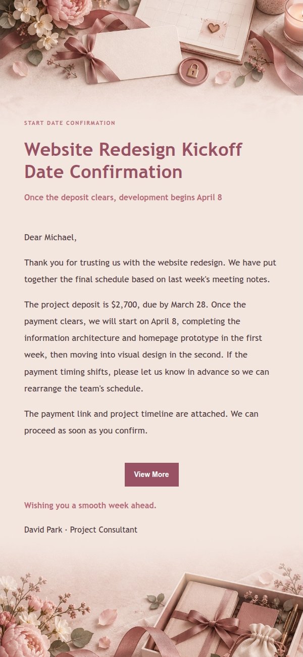 Rose Receipt Deposit Request Email 2