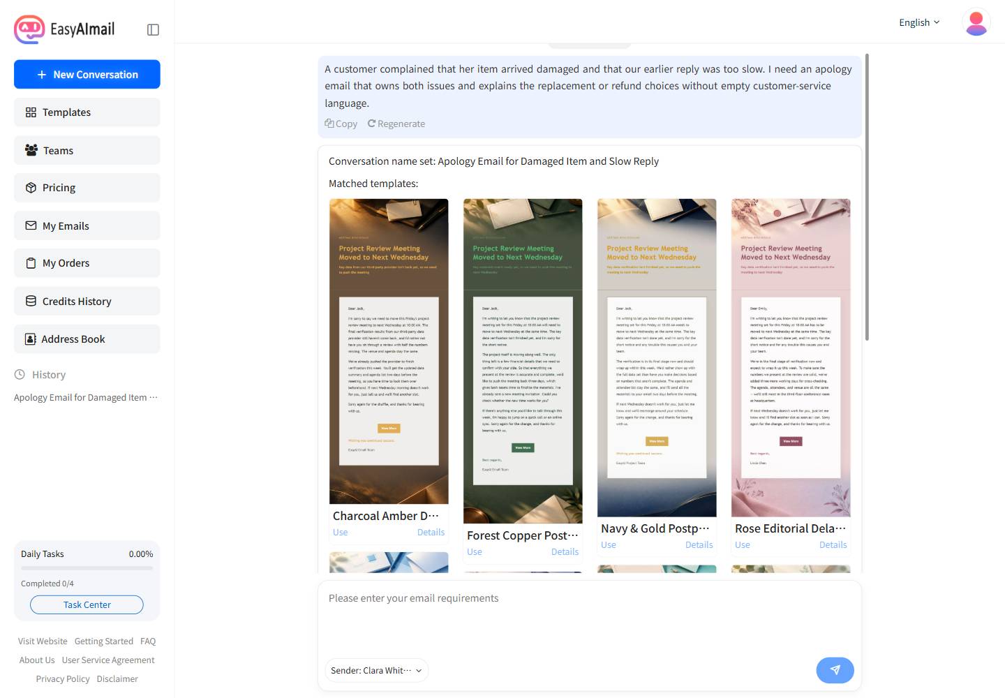 Recommended English templates for a complaint apology