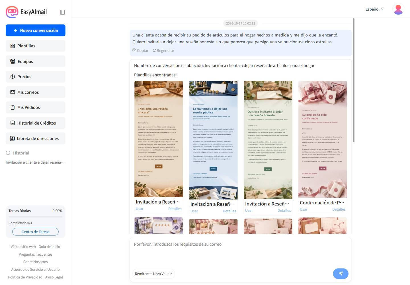 Plantillas recomendadas en español para pedir una reseña