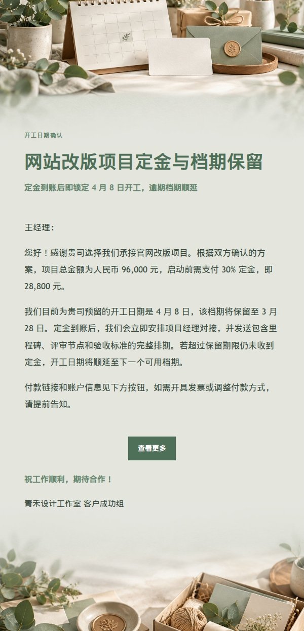鼠尾草工作室项目定金请求与开工确认 2