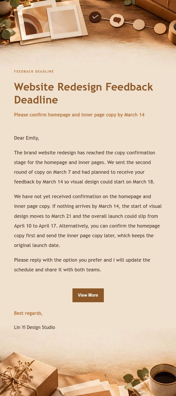 Amber Workbench Feedback Deadline Update