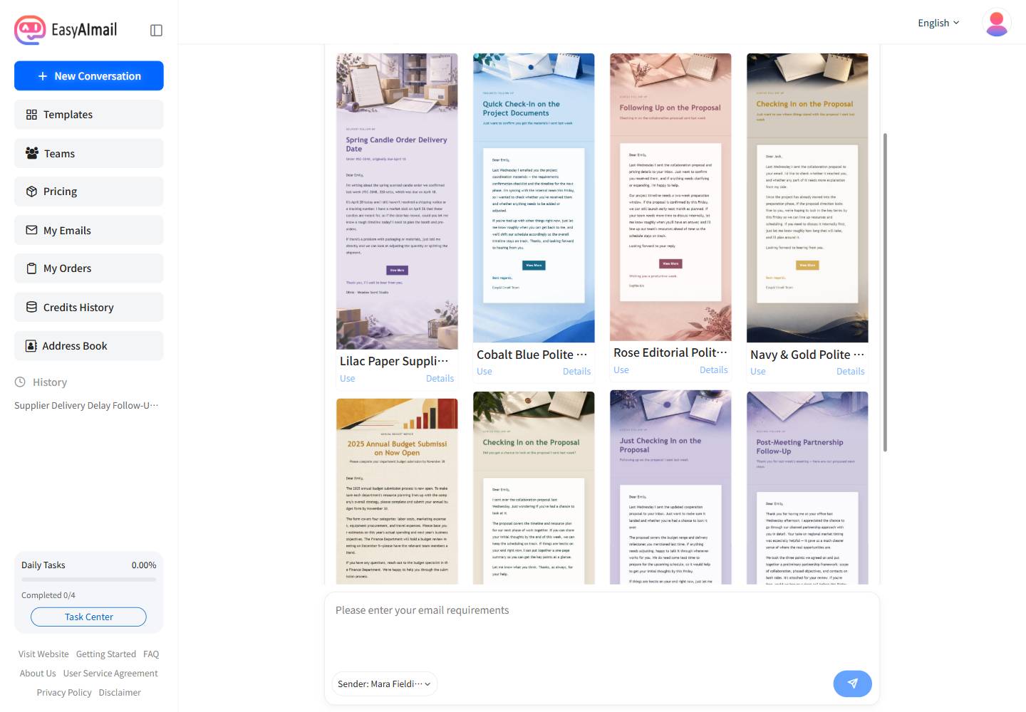 Recommended English templates for a supplier delivery follow-up