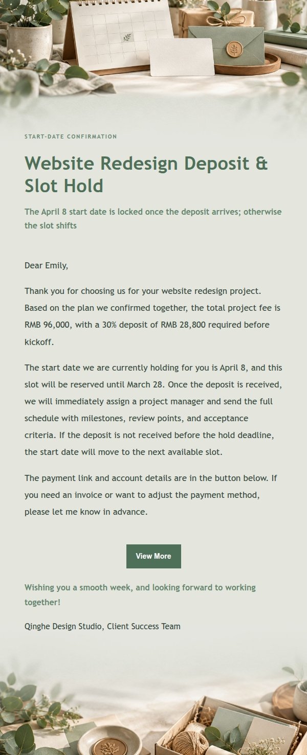 Sage Studio Project Deposit Request 2