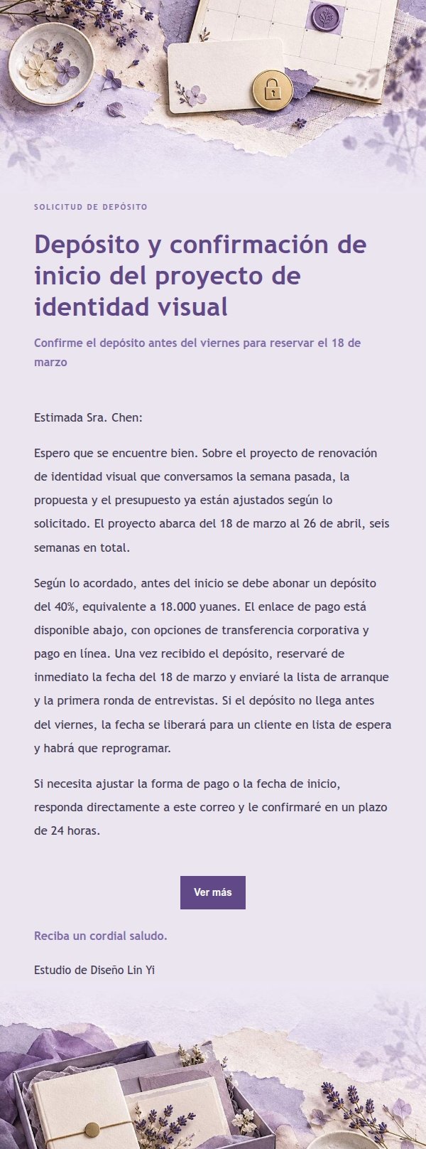 Solicitud de Depósito y Confirmación de Inicio