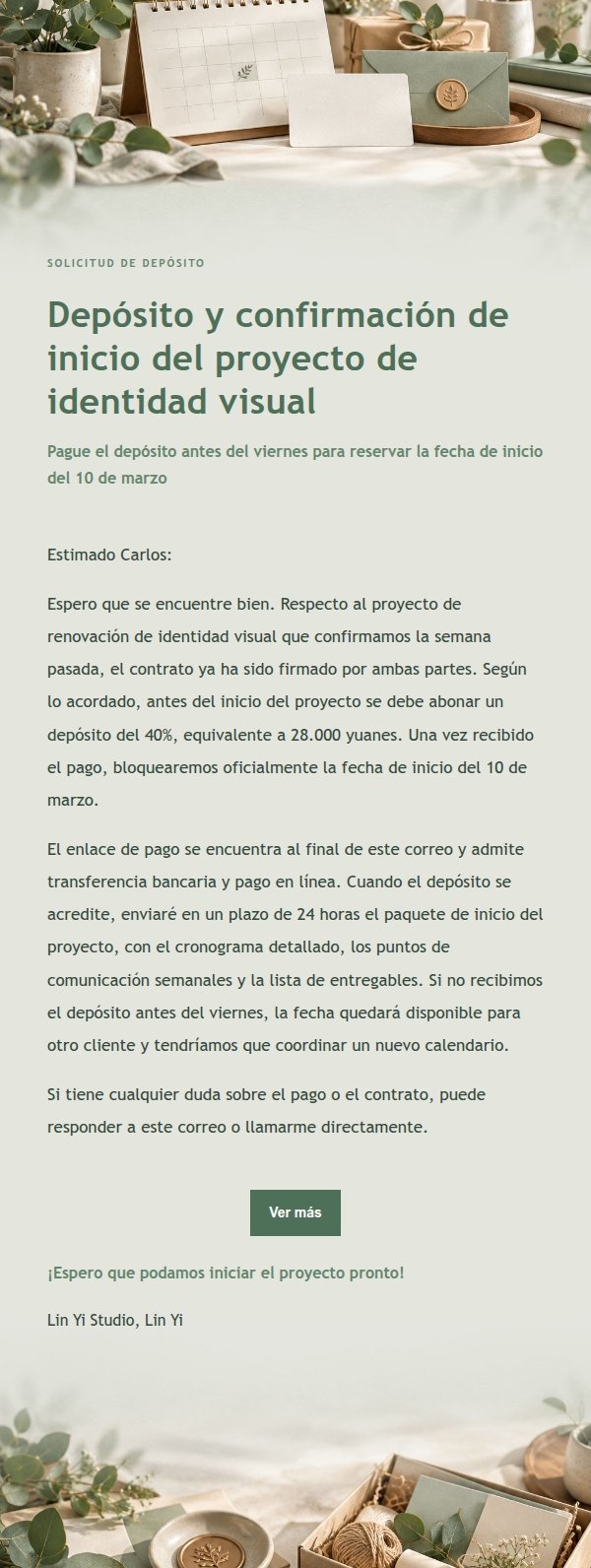 Solicitud de Depósito y Confirmación de Inicio