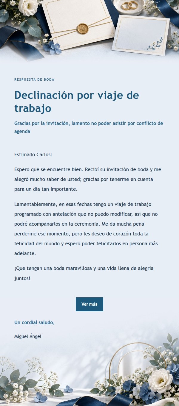 Respuesta Elegante para Declinar una Boda