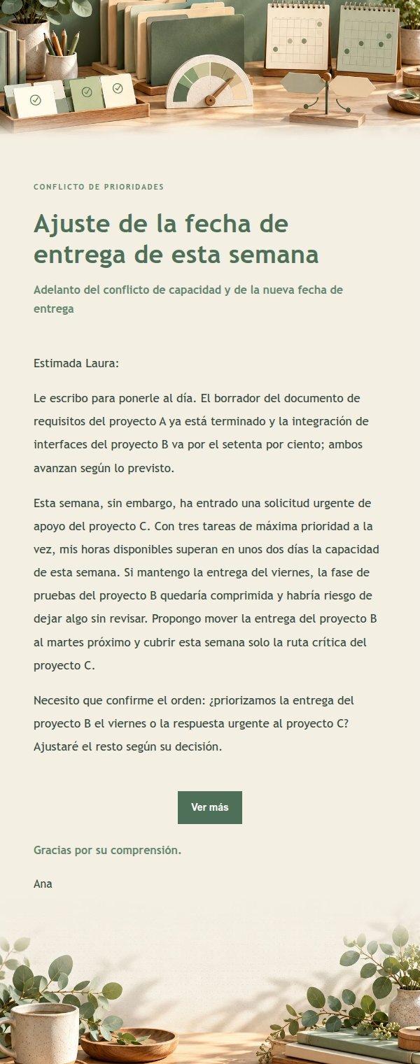 Correo de Conflicto de Prioridades Estilo Estudio Salvia