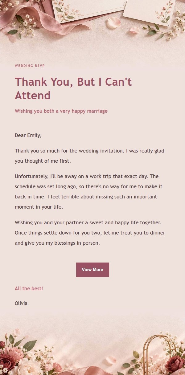 Rose RSVP Wedding Decline Email
