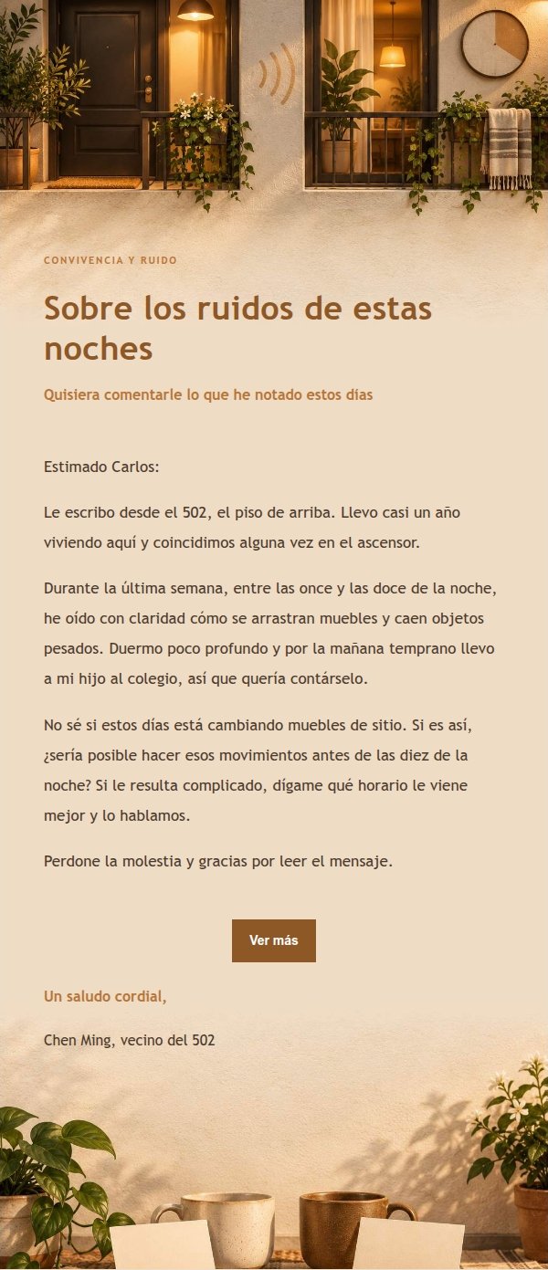 Primer Mensaje Amable al Vecino