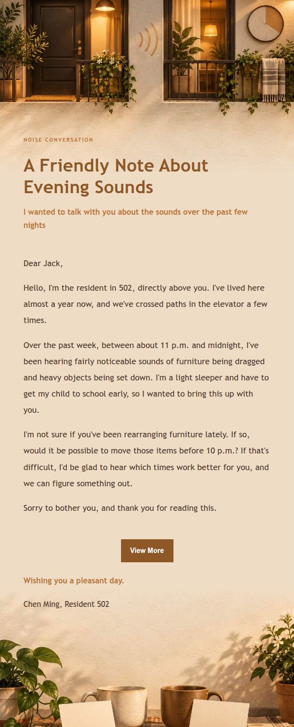 Amber Workbench Neighbor First Message