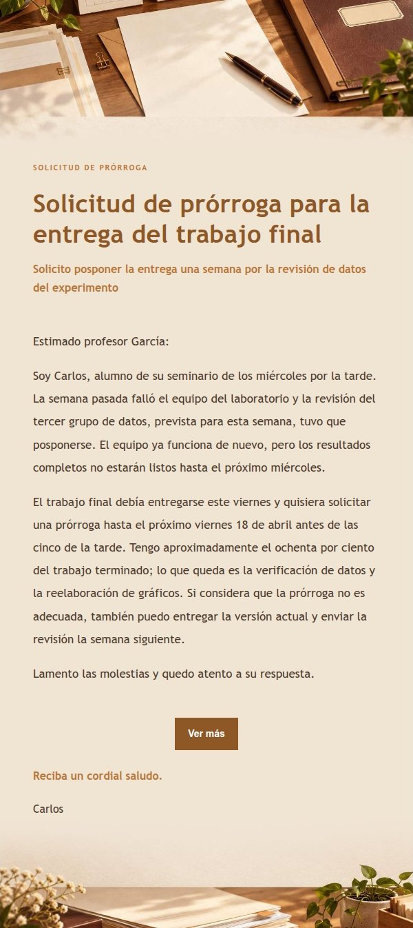 Solicitud Formal Escritorio Ámbar