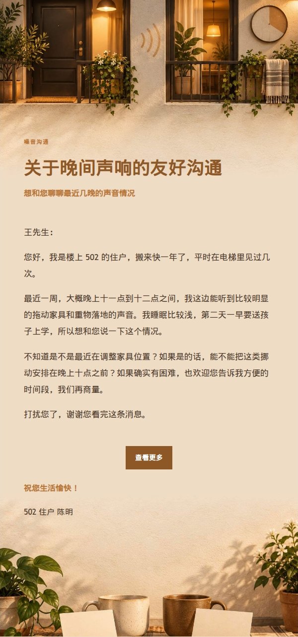 琥珀工作台邻里首次沟通信