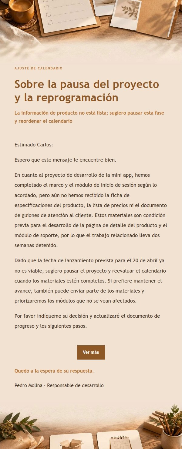 Mesa de Ámbar: Materiales Pendientes y Opciones de Calendario 2