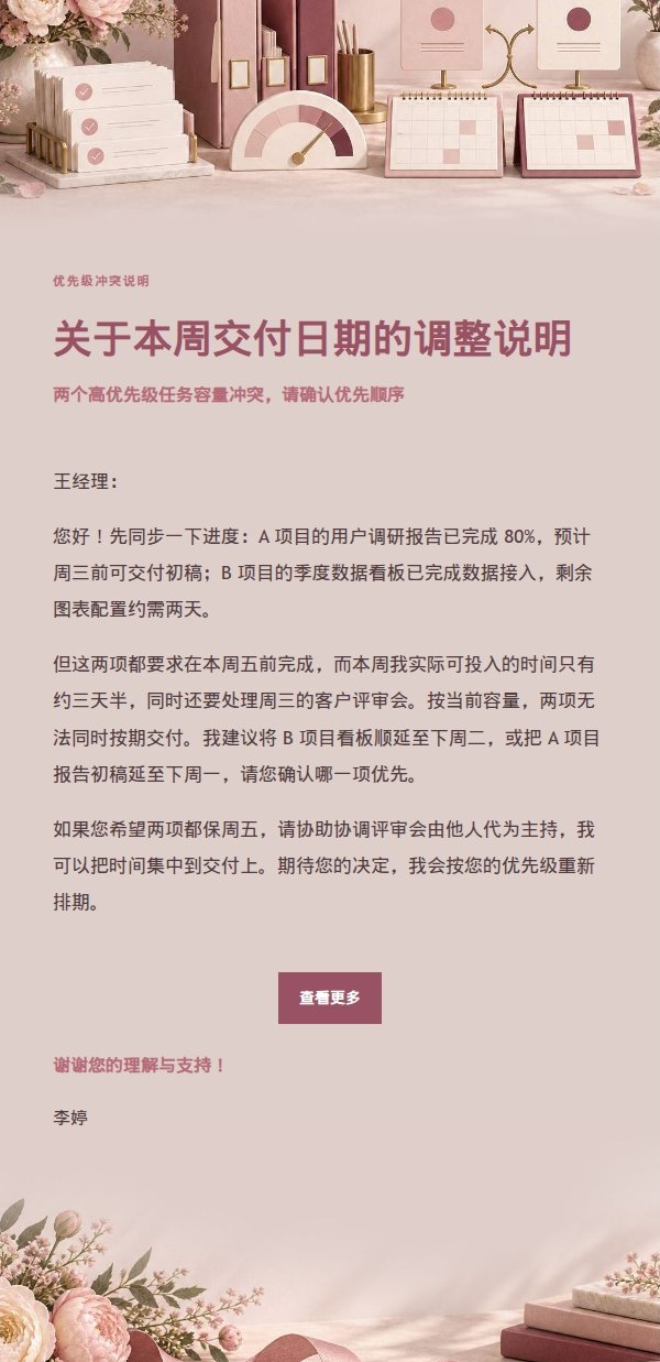 玫瑰收据风优先级冲突说明邮件