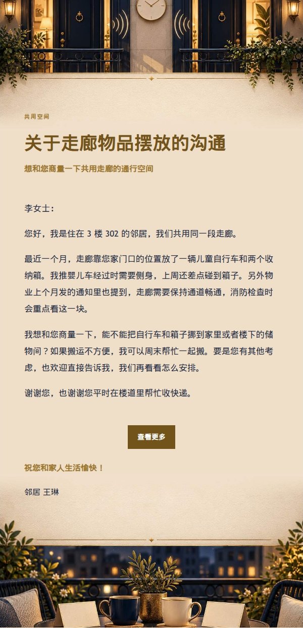 深夜鎏金信笺邻里沟通信 2