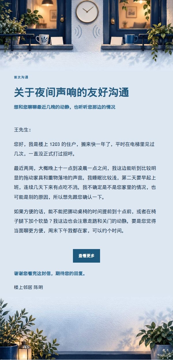 深蓝账本邻里首次沟通信