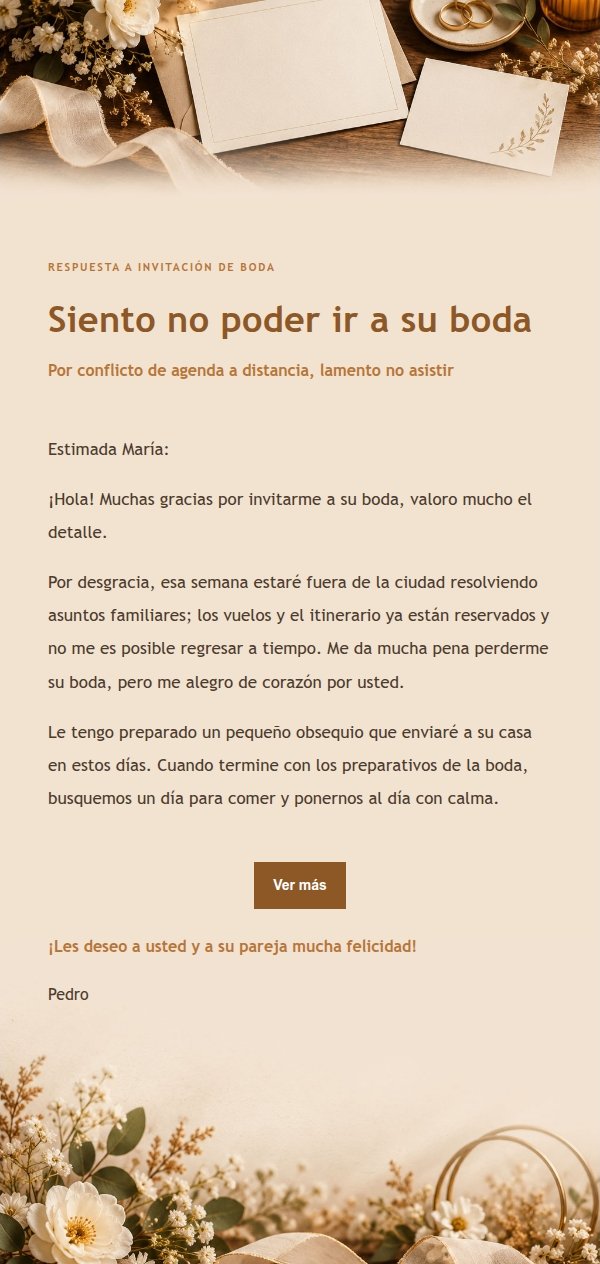 Respuesta Amable para Declinar una Boda 2