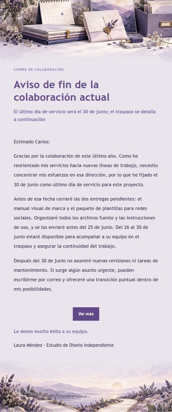 Aviso de Fin de Colaboración con Cliente