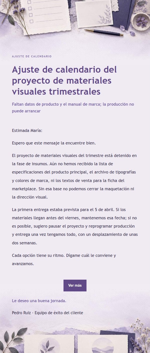 Lila Papel: Materiales Pendientes y Opciones de Calendario 2