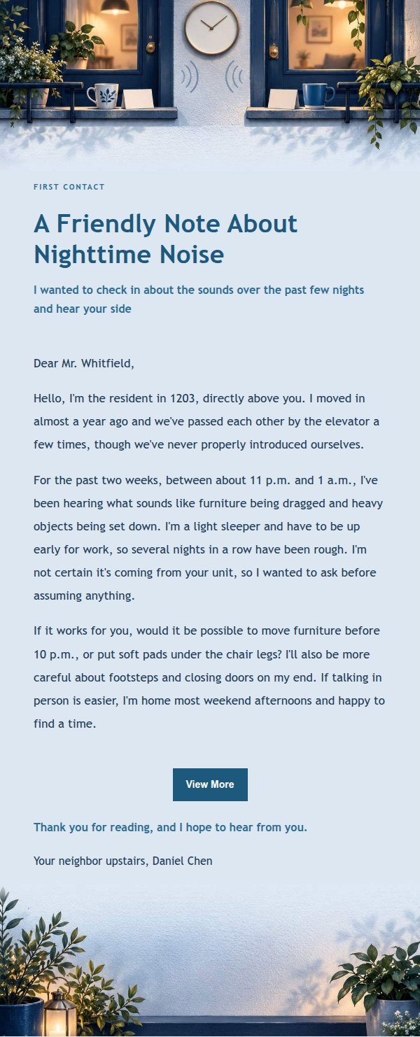 Navy Ledger Neighbor First Message