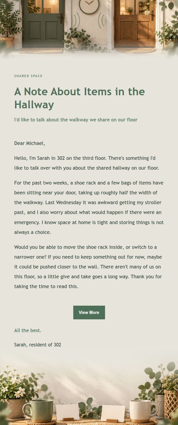 Sage Studio Neighbor First Message 2